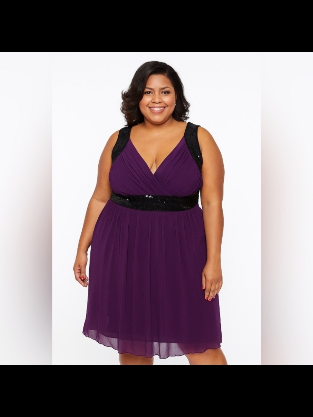 Lane Bryant Purple Evening Dress Black Sequins Plus 22 Party Goth Wedding Sexy